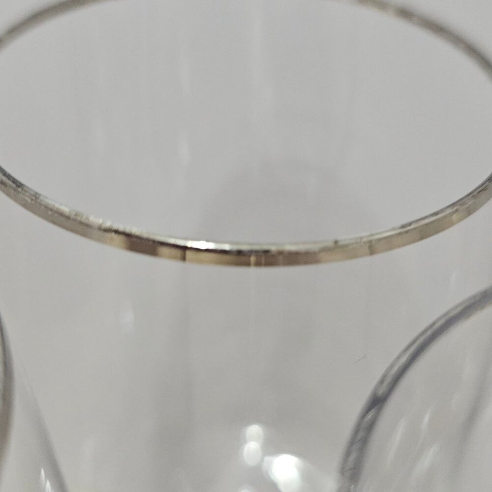 6 Fostoria Announcement Platinum Water Glasses 7.25" silver rim 1970s - Picture 3 of 8